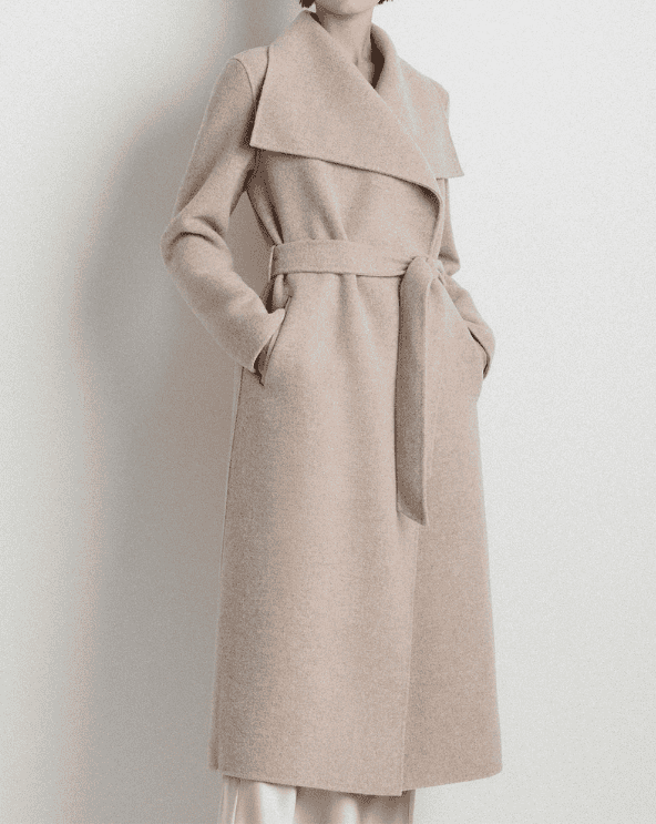 Double-Faced Draped Collar Wrap Coat