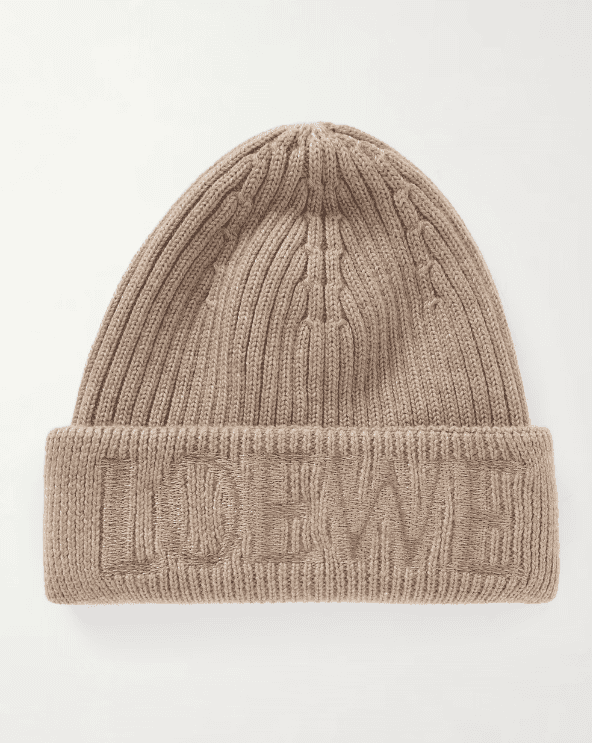 Embroidered Ribbed Wool Beanie
